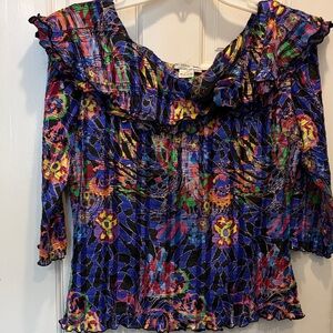 Alberto Makali Multicolor Ruffled Blouse